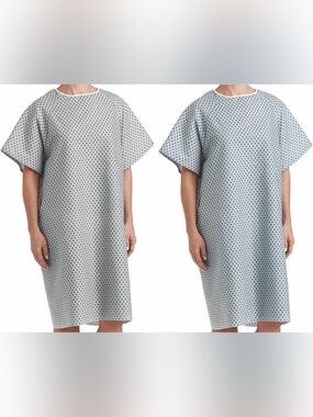 Hospital Gown Unisex Cotton Blend Back Tie Comfortable Fits Sizes up to 2XL